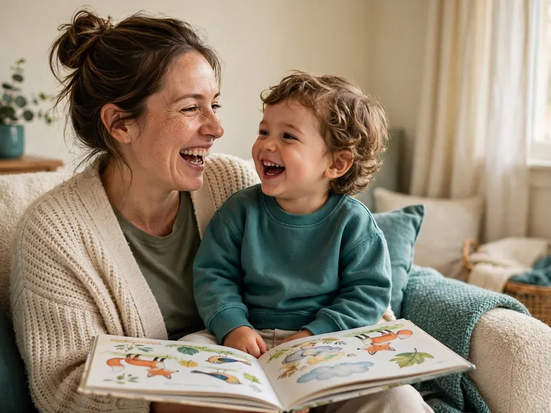A mother reading a book with her toddler